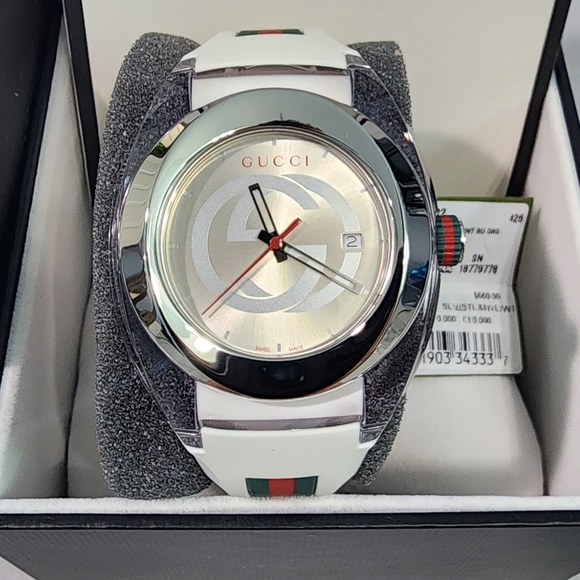 New Gucci Sync Stainless Steel & Rubber-Strap Watch YA137102 - White - Picture 3 of 9